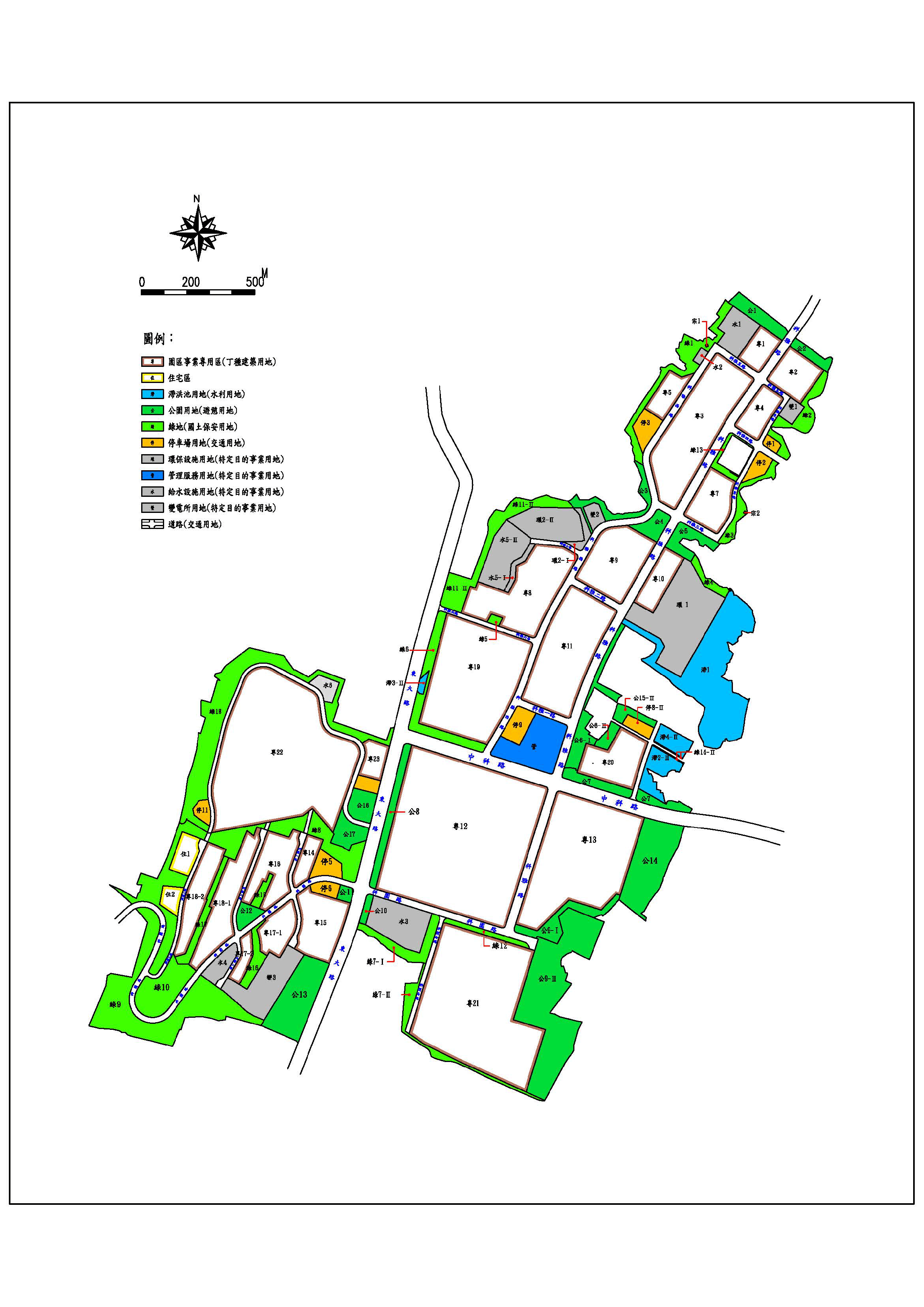 中科台中園區土地使用計畫面積表(詳細圖說如下)