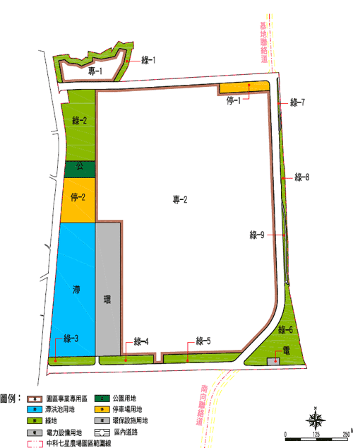 中科后里園區七星農場部分土地使用計畫面積表(詳細圖說如下)
